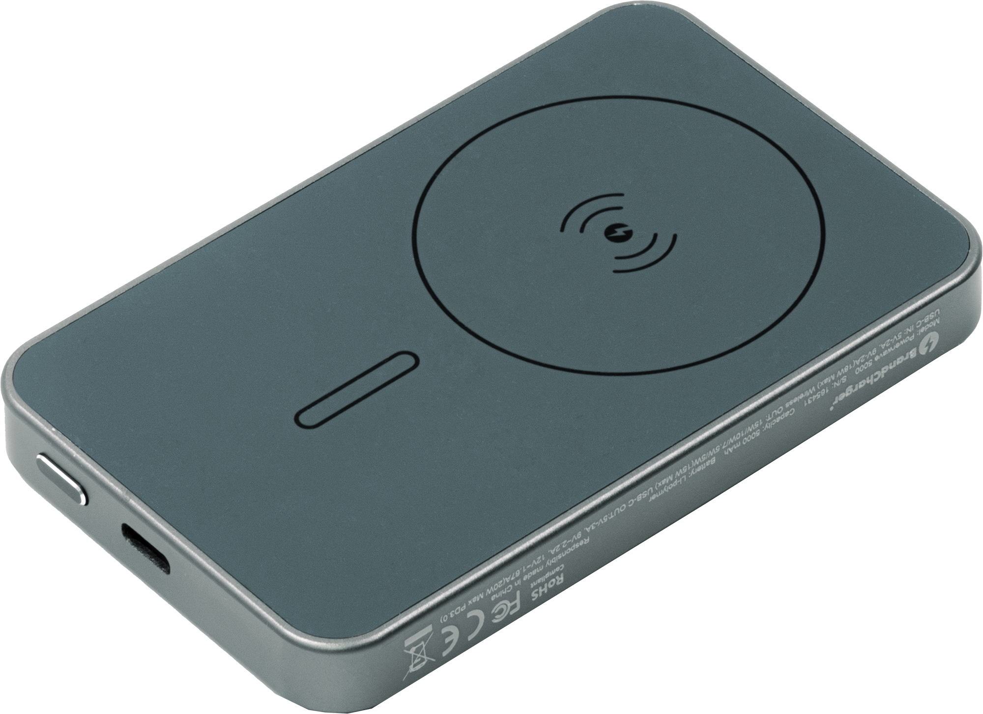 Picture of BrandCharger recycled aluminium wireless power bank. (5000 mAh)