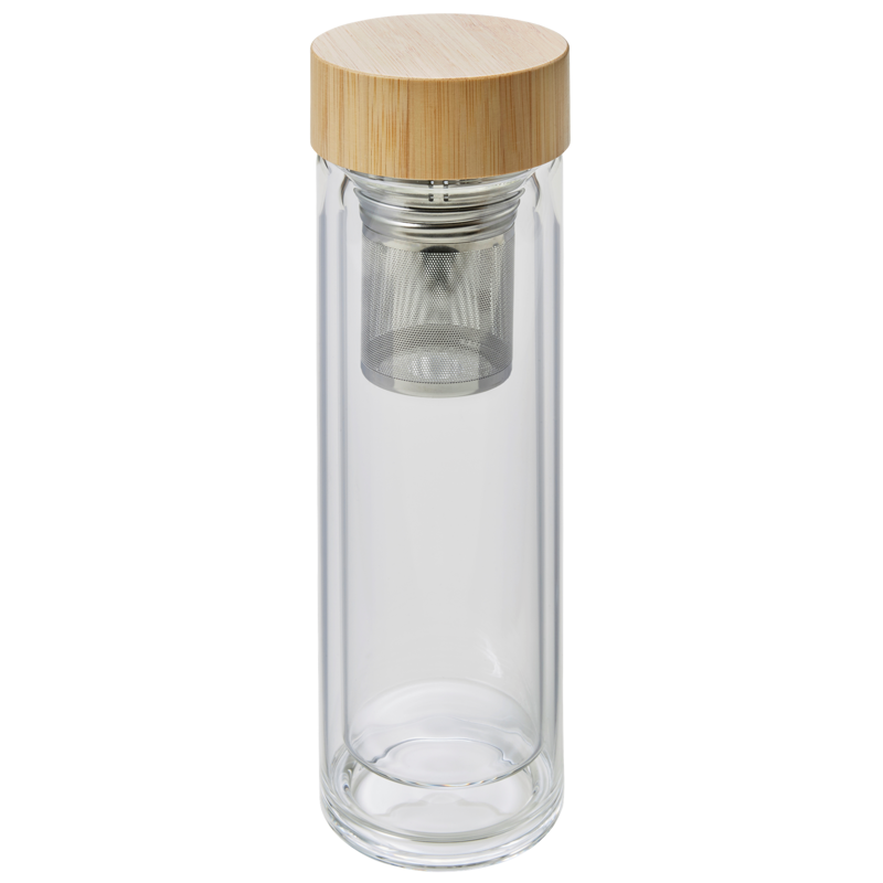 Glass and bamboo bottle with tea infuser (420ml) 9135_011 (Brown)