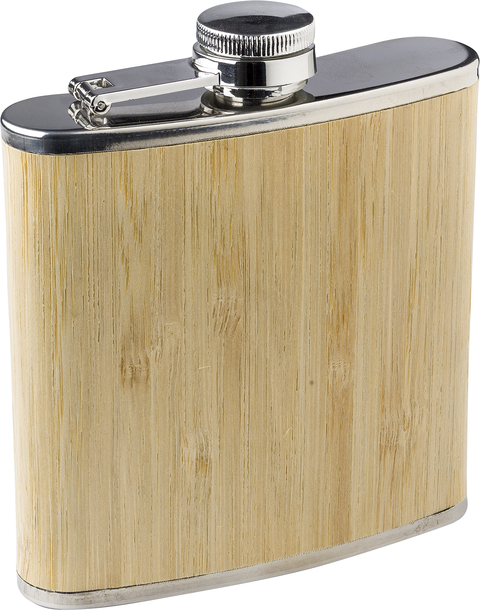 Picture of Stainless steel and bamboo hip flask