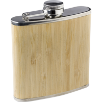 Stainless steel and bamboo hip flask 966233_011 (Brown)