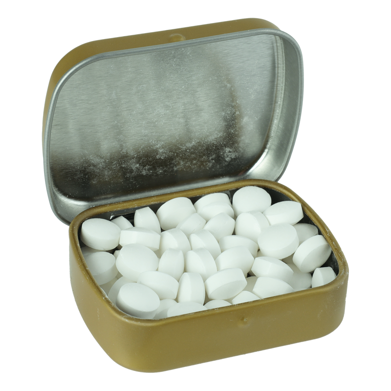 Flat hinged tin with dextrose mints CX0100_031 (Gold)