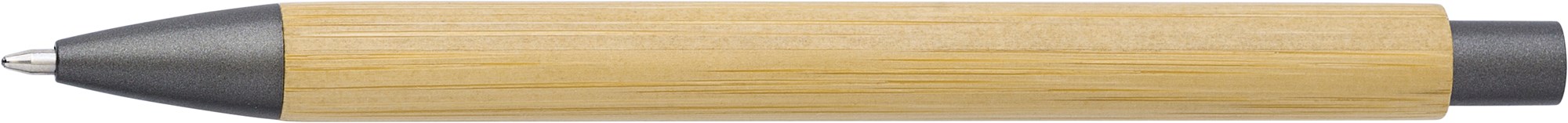 Picture of Bamboo and plastic ballpen.  Blue ink. 