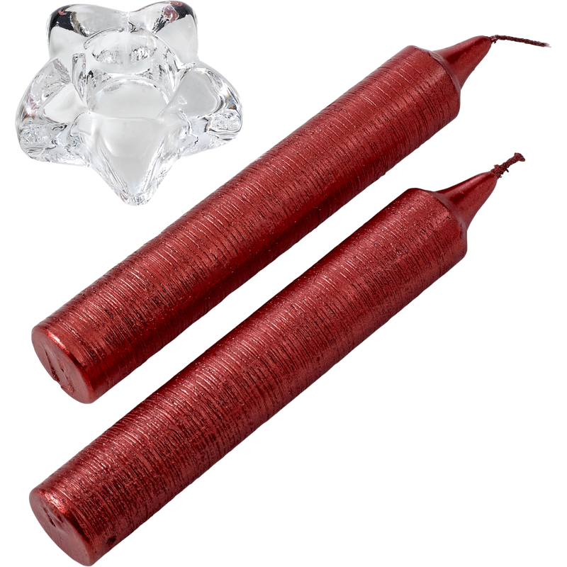 Glass candle holder 8217_008 (Red)