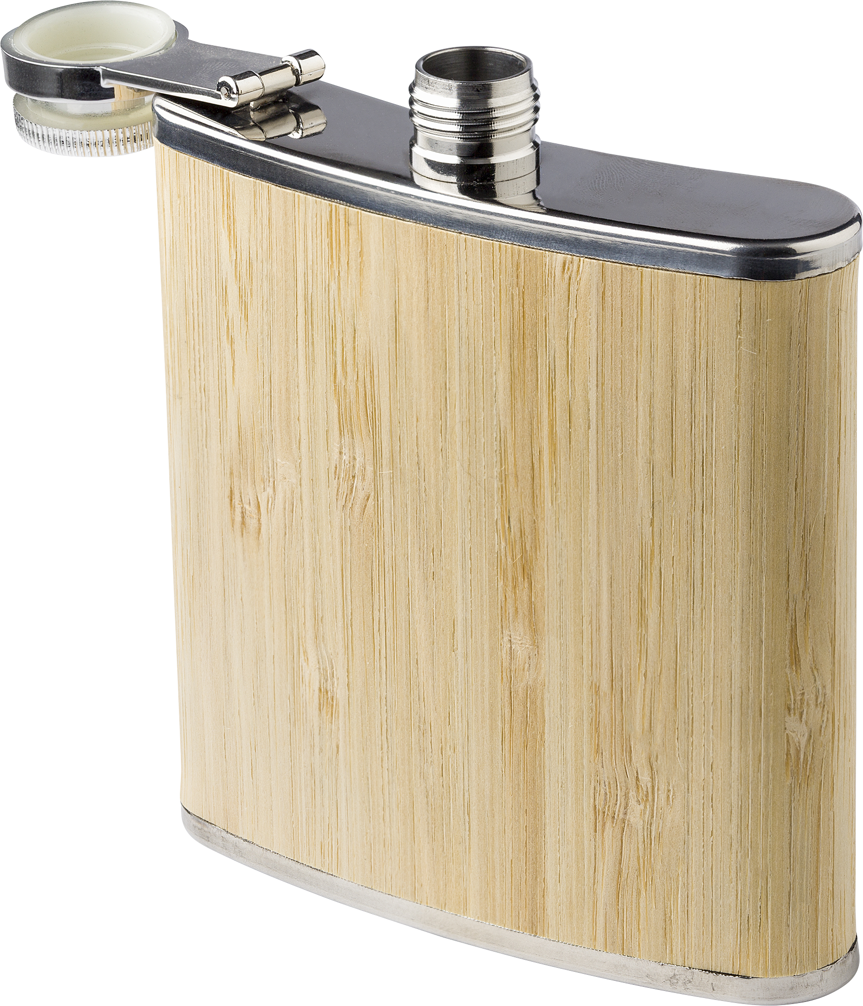 Picture of Stainless steel and bamboo hip flask