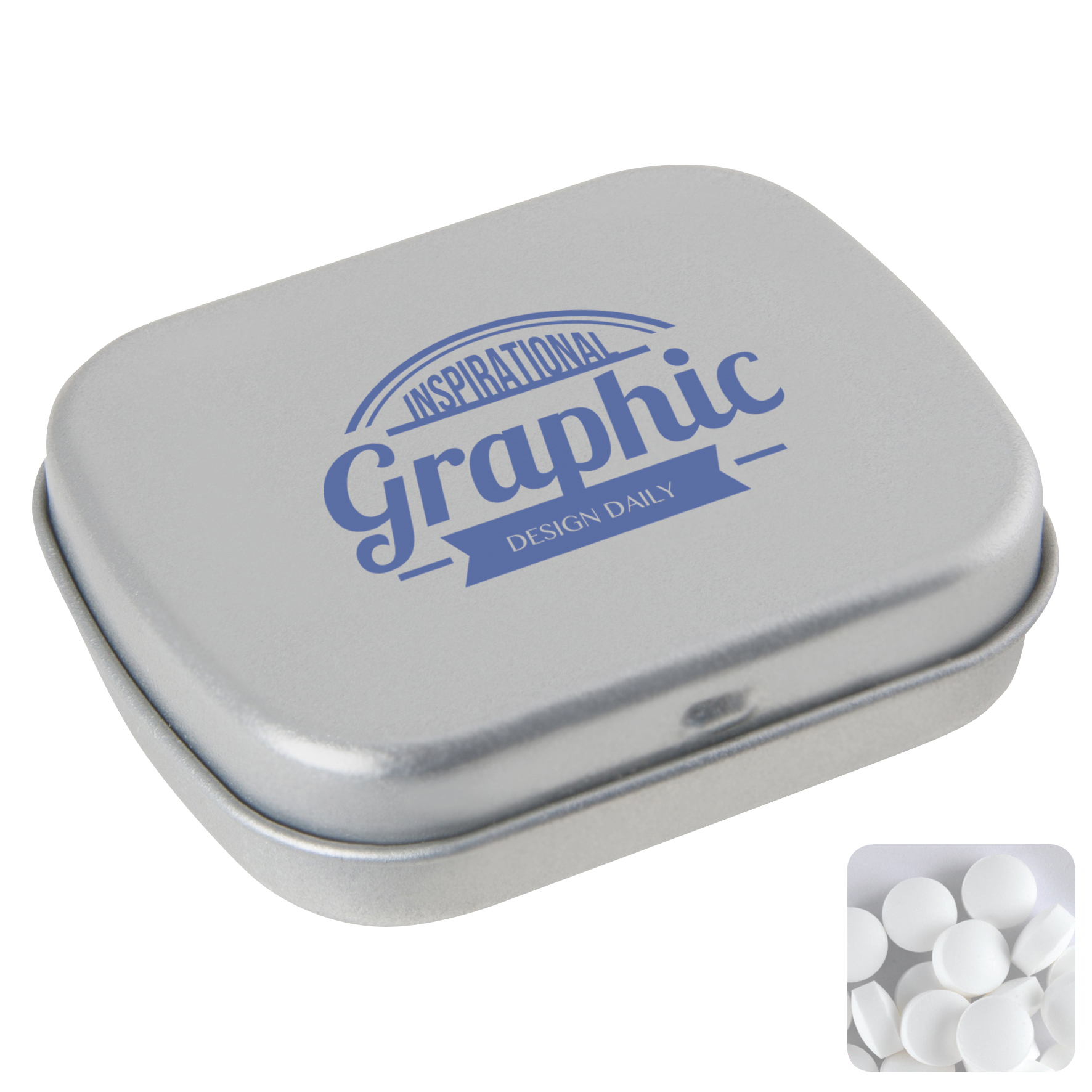 Picture of Flat hinged tin with dextrose mints