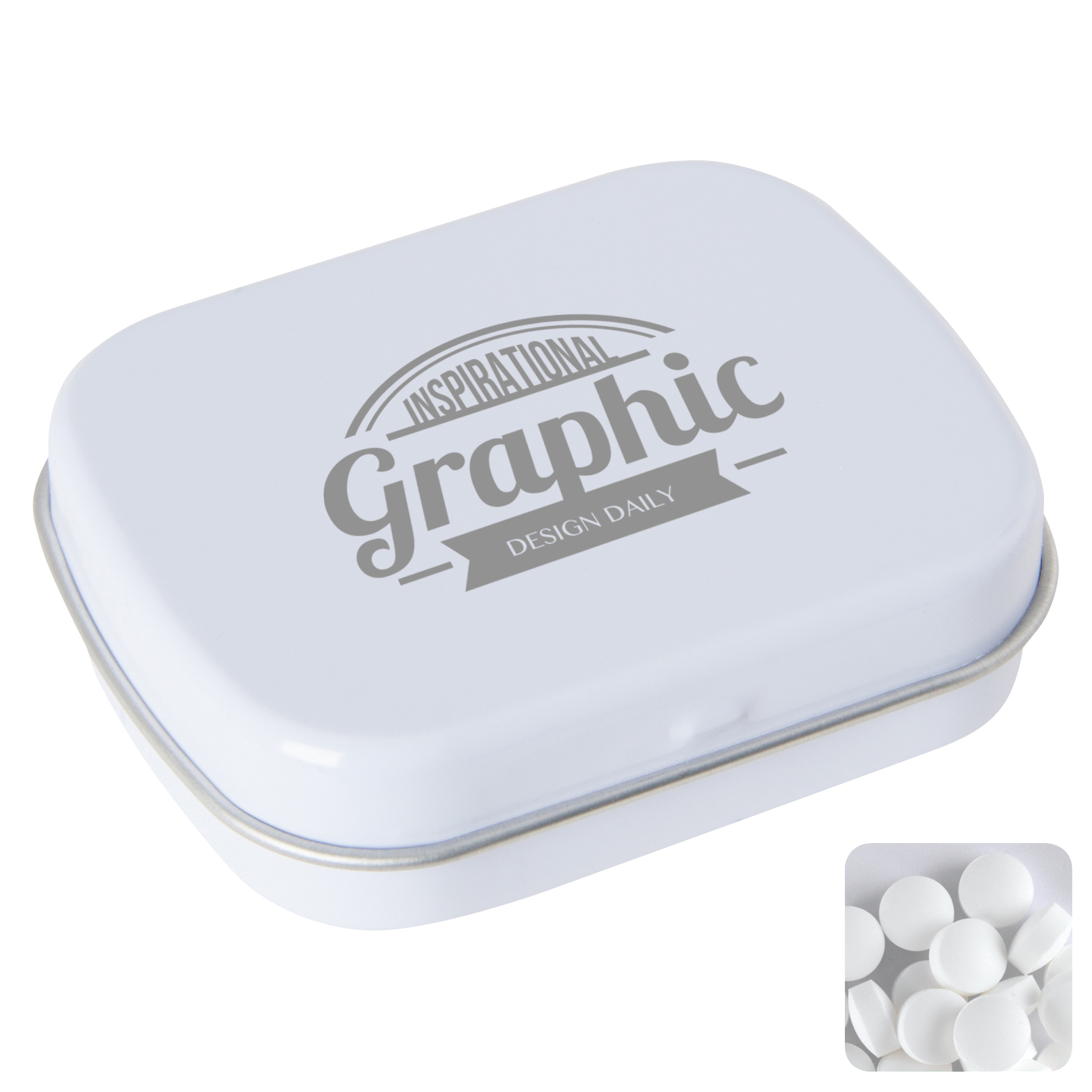 Picture of Flat hinged tin with dextrose mints