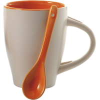 Coffee mug with spoon (300ml) 2855_007 (Orange)