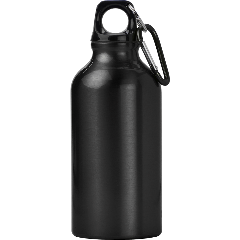 Aluminium single walled bottle with carabiner (400ml)  7552_001 (Black)