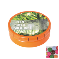 Round click tin with choco's CX0133_007 (Orange)