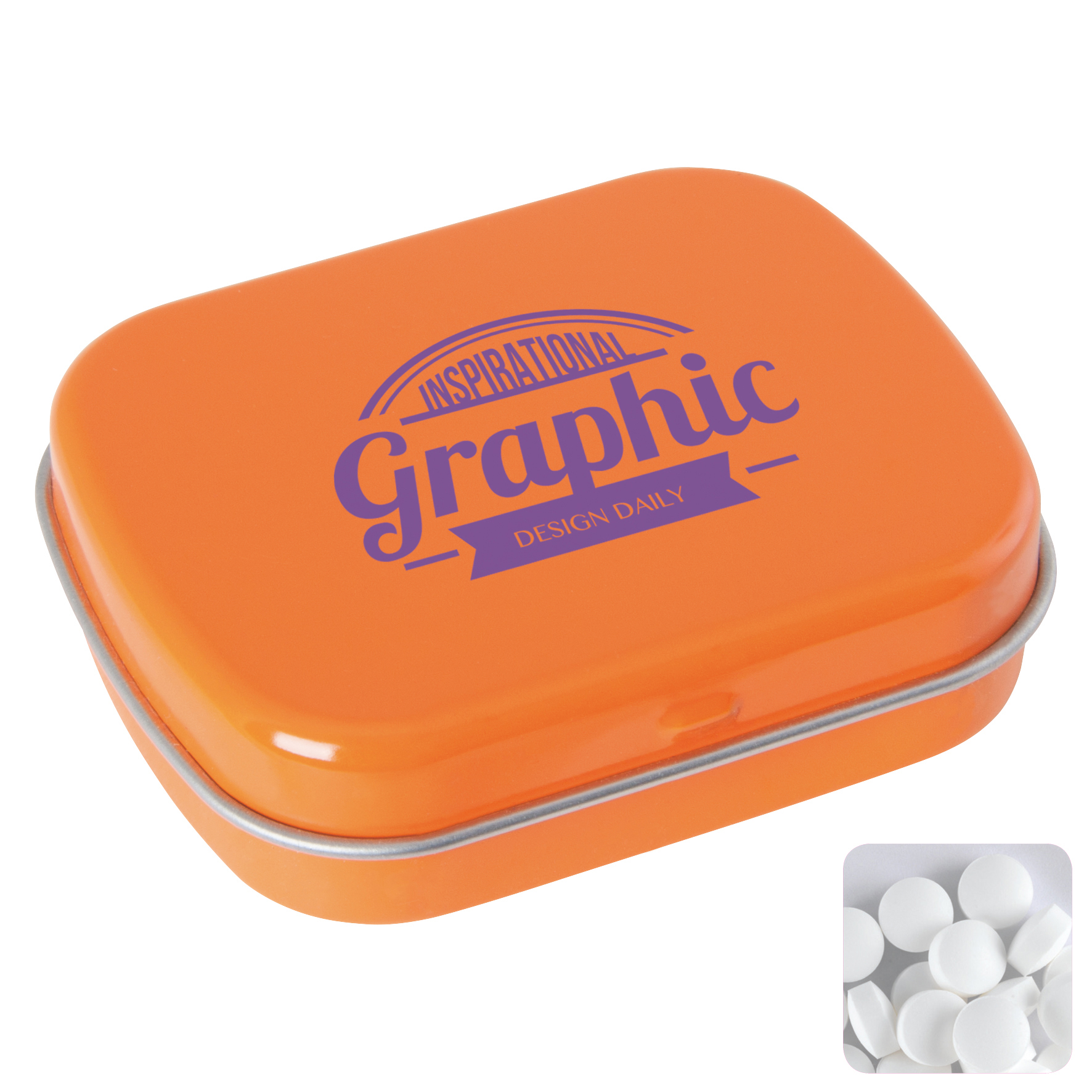Picture of Flat hinged tin with dextrose mints