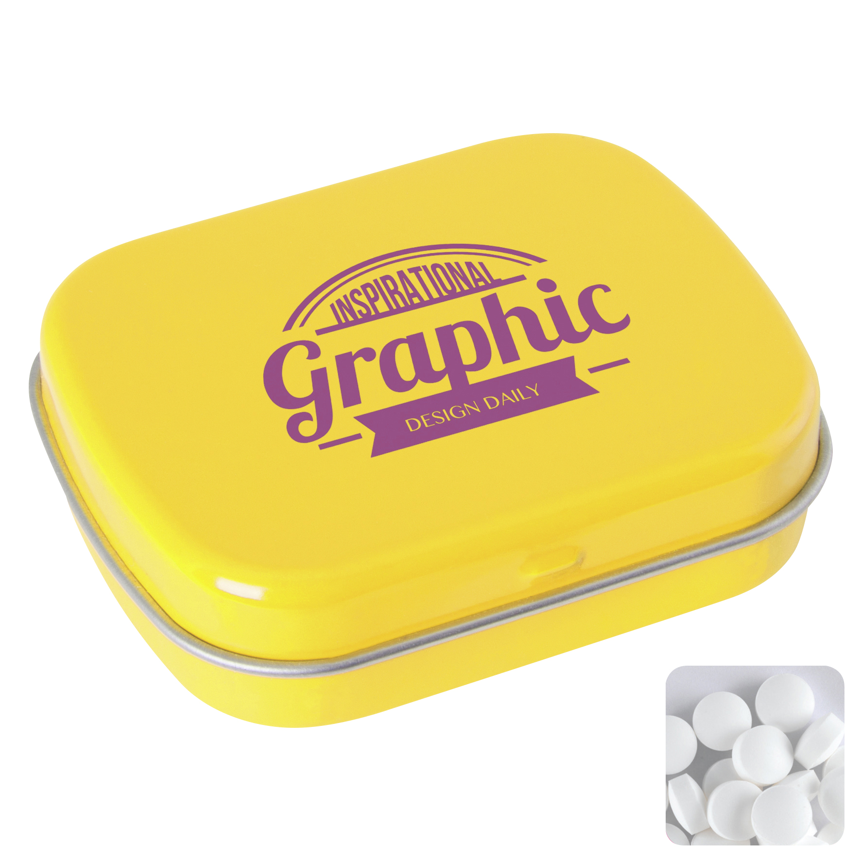 Picture of Flat hinged tin with dextrose mints