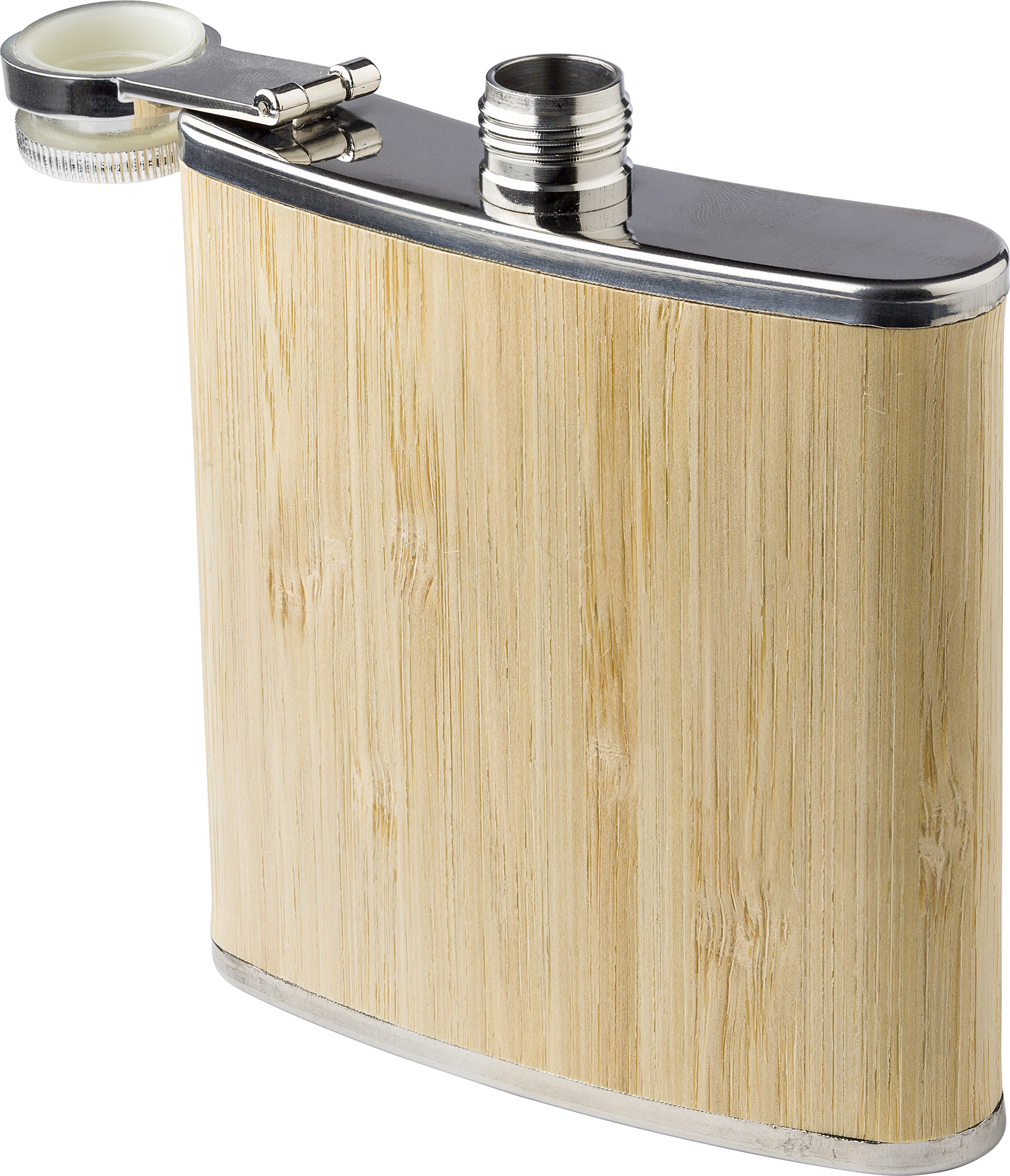 Picture of Stainless steel and bamboo hip flask