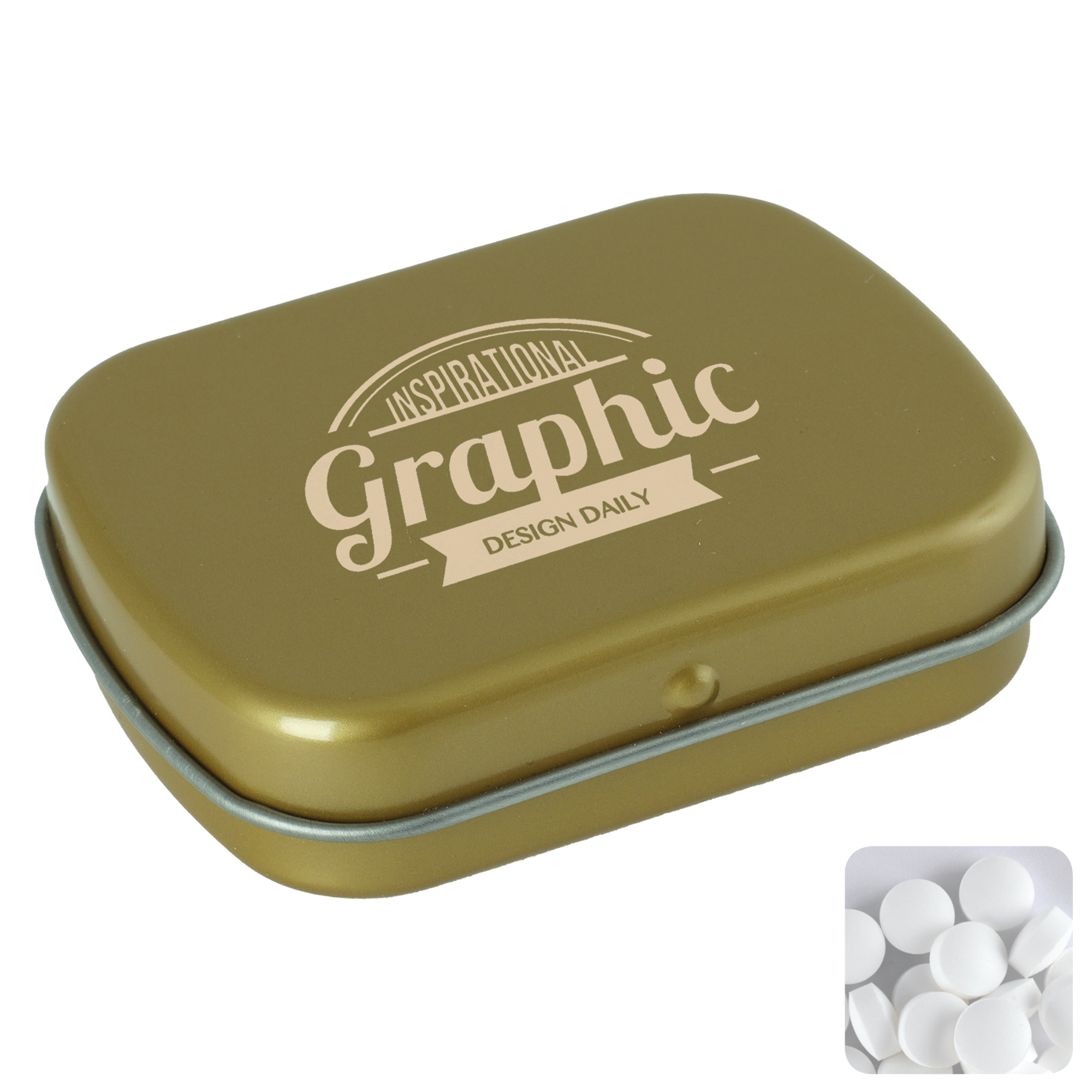 Picture of Flat hinged tin with dextrose mints