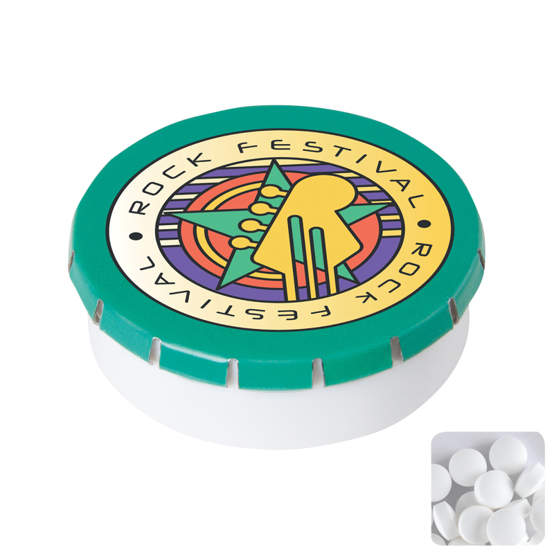 Round click plastic pot with sugar free mints CX0141_004 (Green)