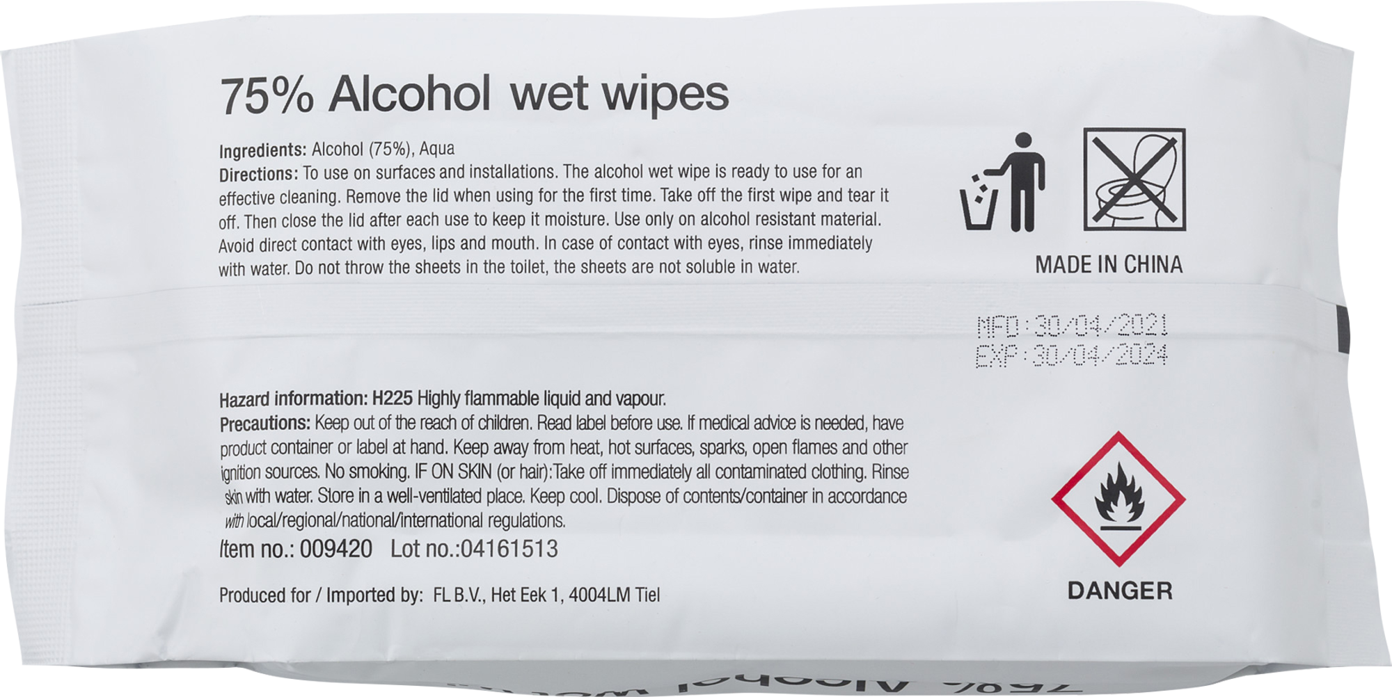 Picture of Wet tissues (75% alcohol)