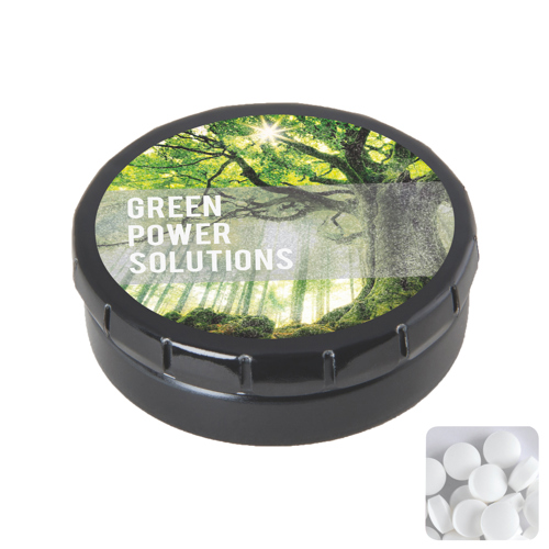 Round click tin with dextrose mints