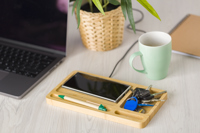 Bamboo desk organiser and charger 608329_lif