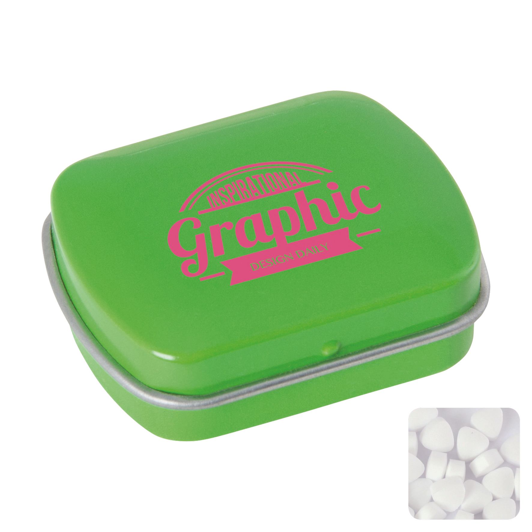 Picture of Small flat hinged tin with sugar free mints