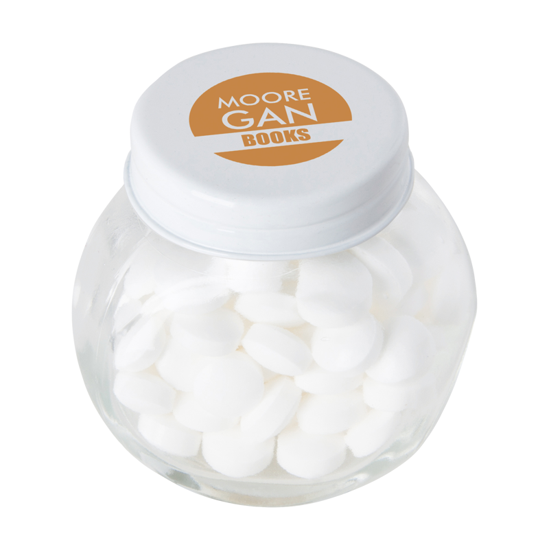 Small glass jar with mints with dextrose mints CX0300_002 (White)