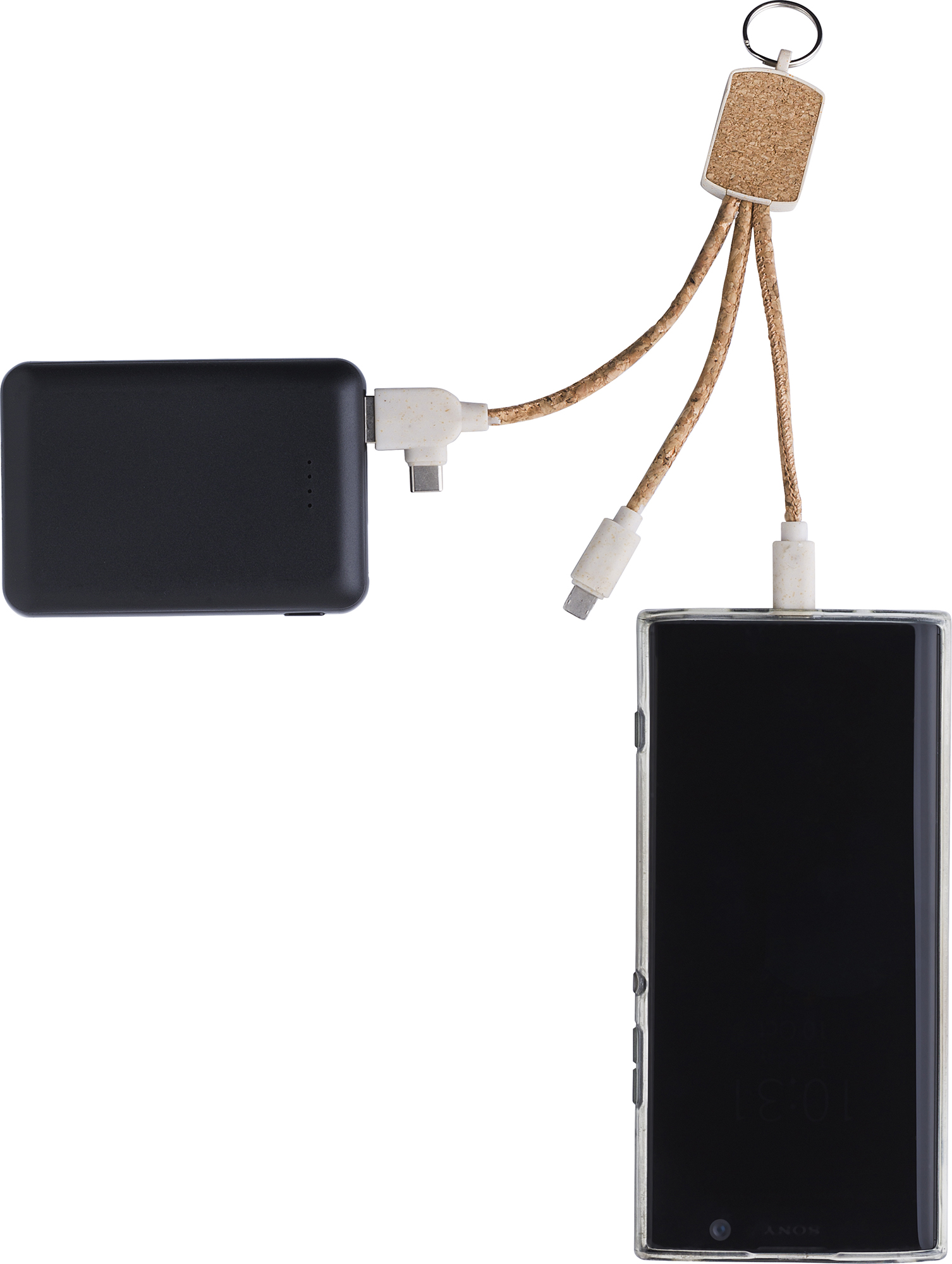 Picture of Stainless steel keyring with charging cables