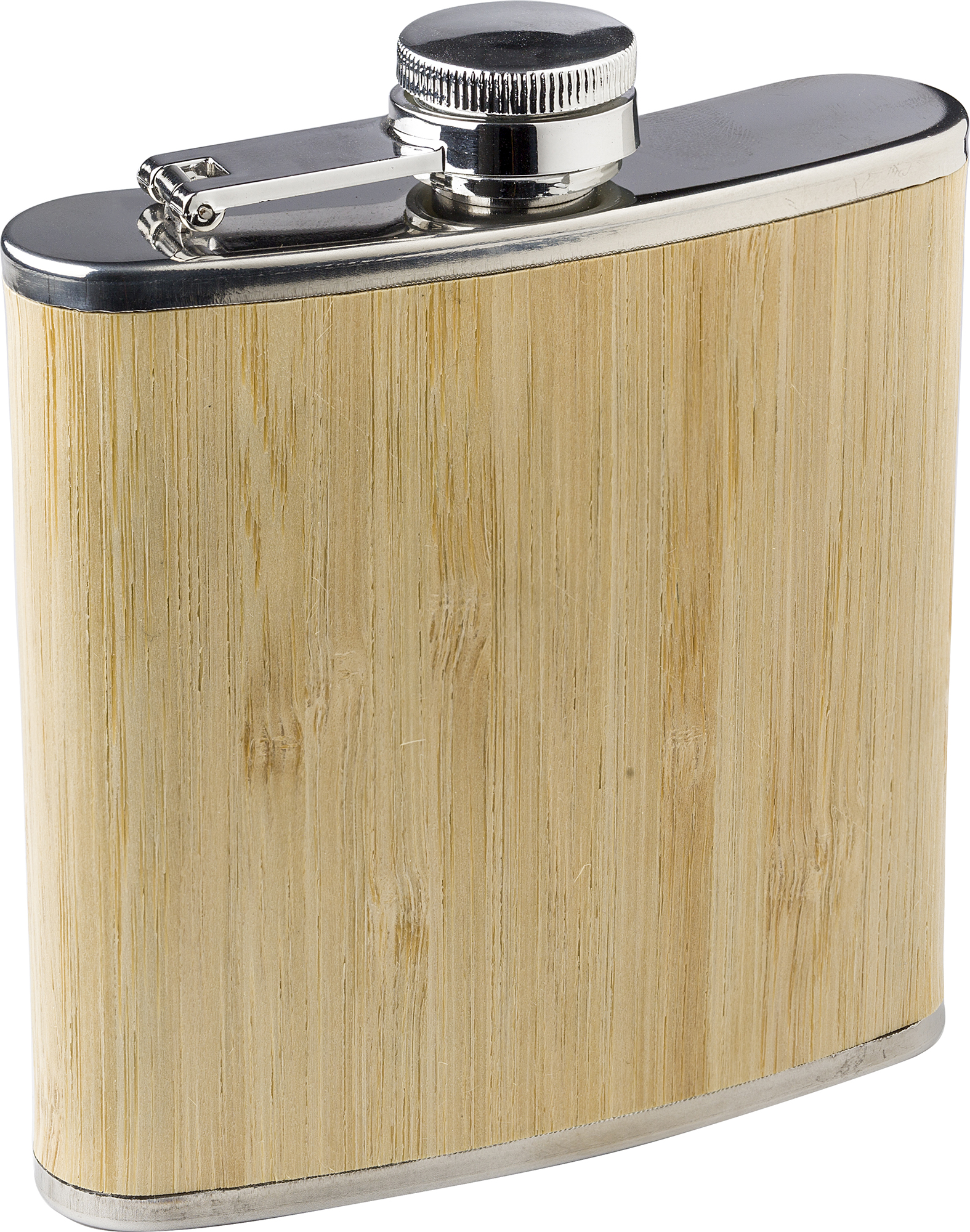 Picture of Stainless steel and bamboo hip flask