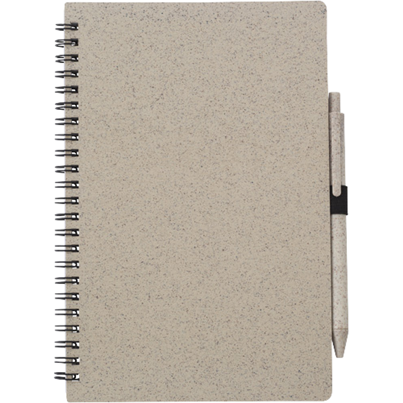 Wheat straw notebook with pen (approx. A5) 480875_011 (Brown)