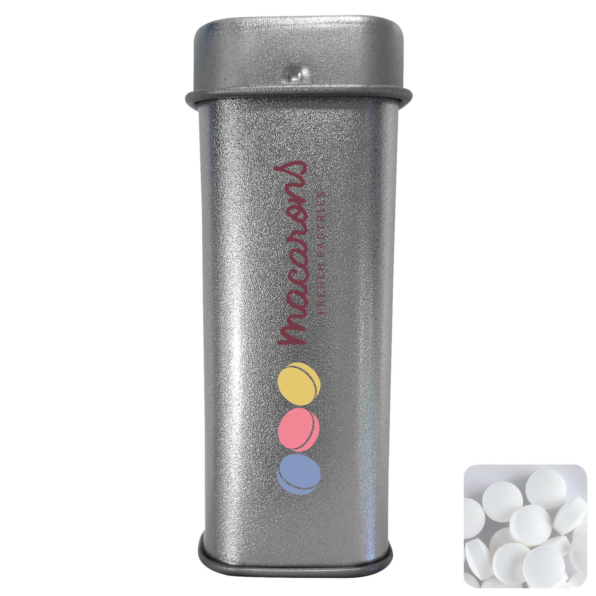 Picture of Tall hinged tin with dextrose mints