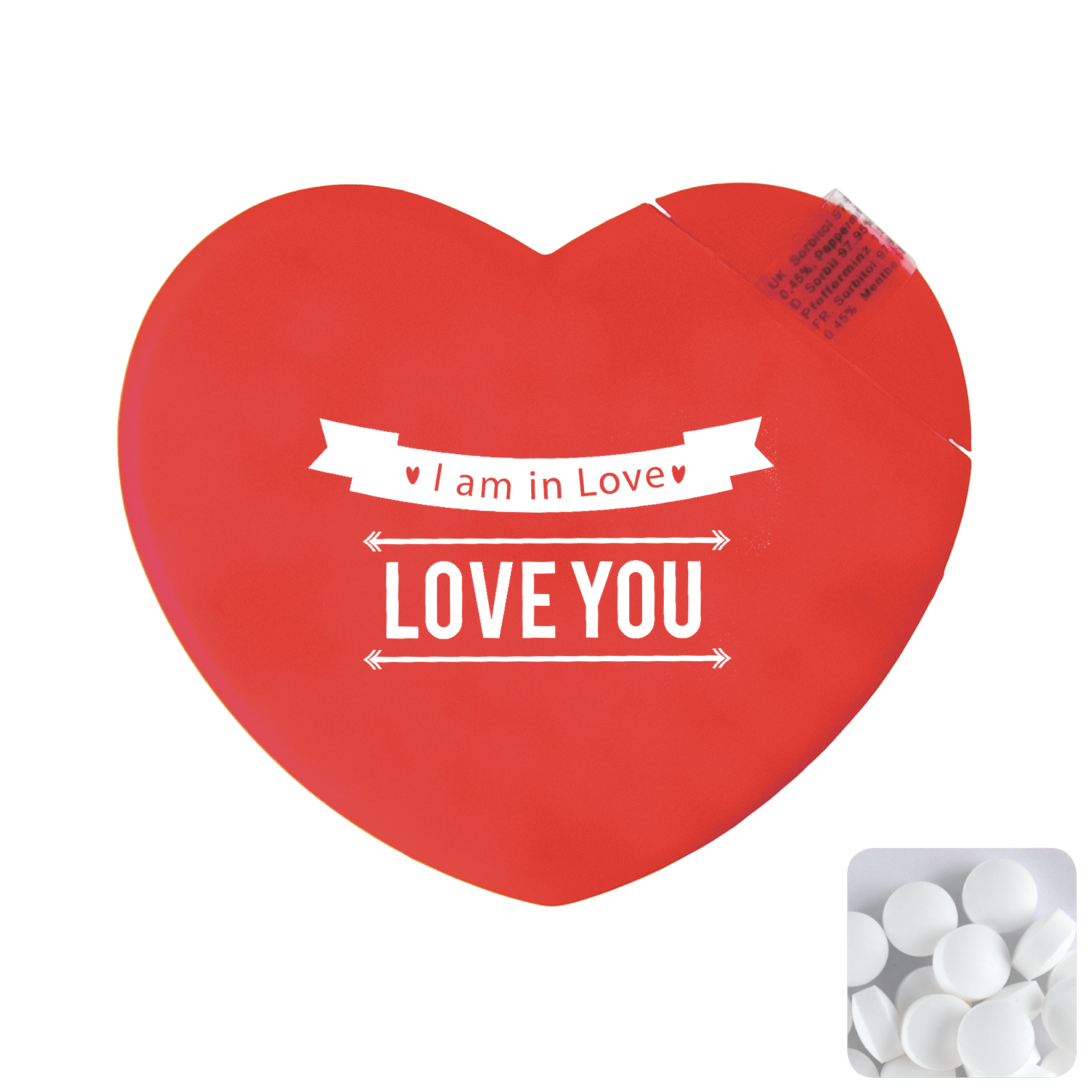 Picture of Heart mint card with sugar free mints