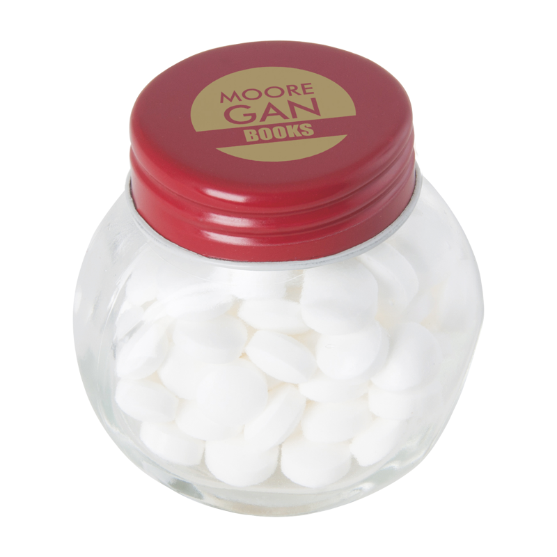 Small glass jar with mints with dextrose mints CX0300_008 (Red)