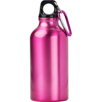 Aluminium single walled bottle with carabiner (400ml)  7552_017 (Pink)
