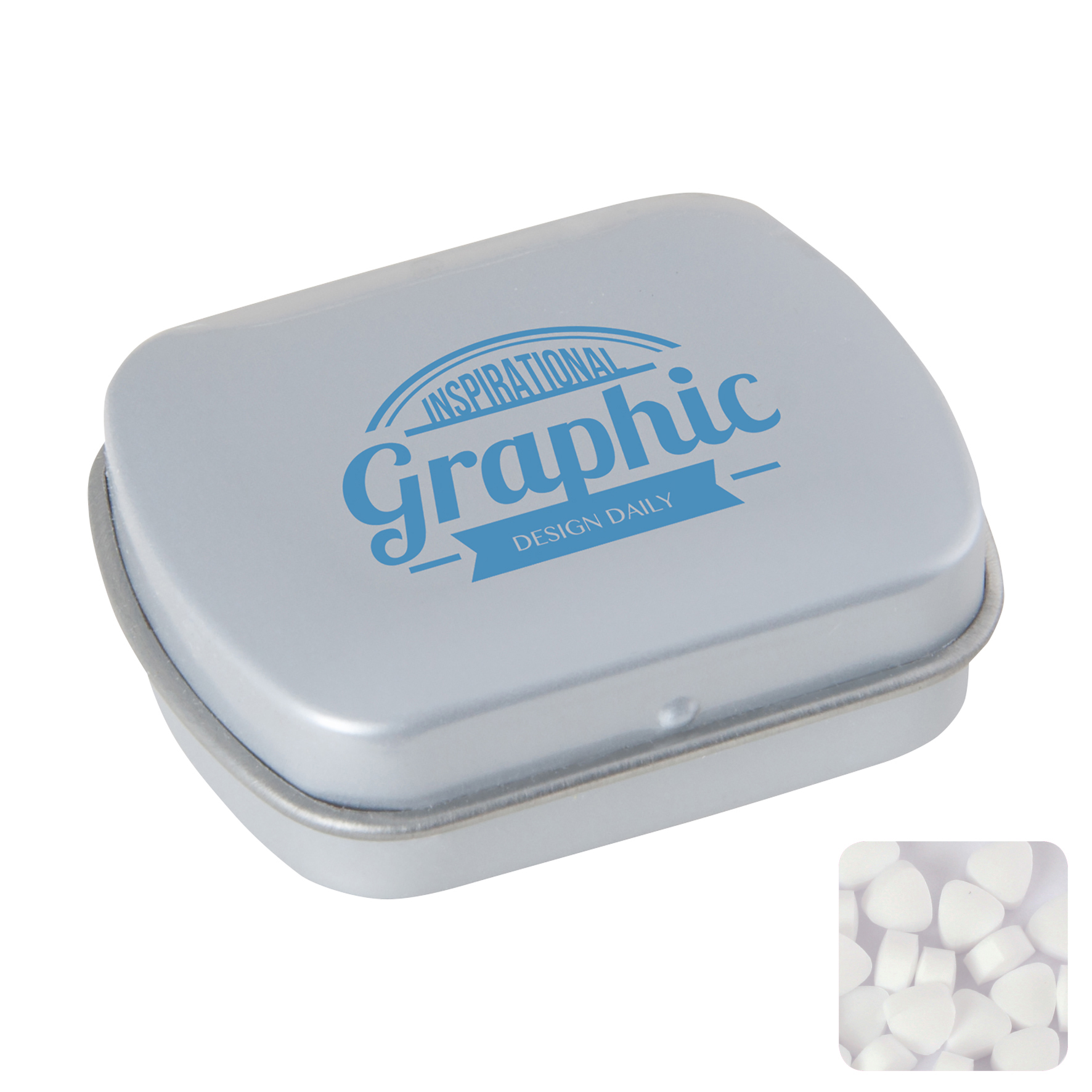 Picture of Small flat hinged tin with sugar free mints