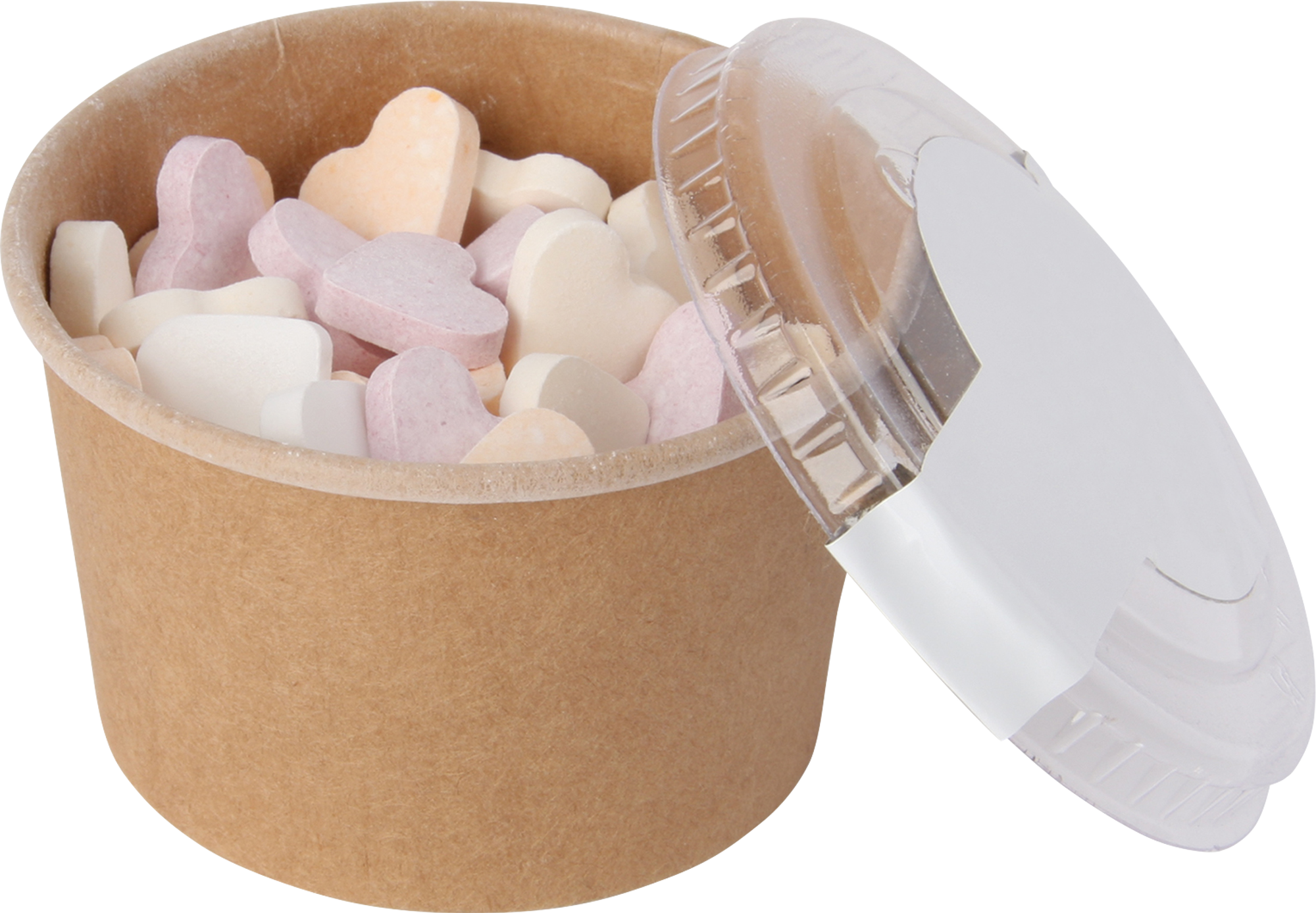 Picture of Kraft cardboard tub with fruit heart sweets (90ml)