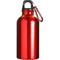 Aluminium single walled bottle with carabiner (400ml)  7552_008 (Red)