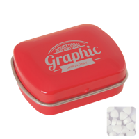 Small flat hinged tin with sugar free mints CX0111_008 (Red)