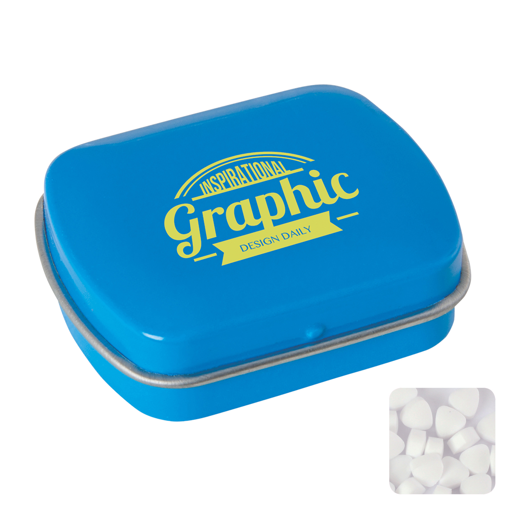 Picture of Small flat hinged tin with sugar free mints