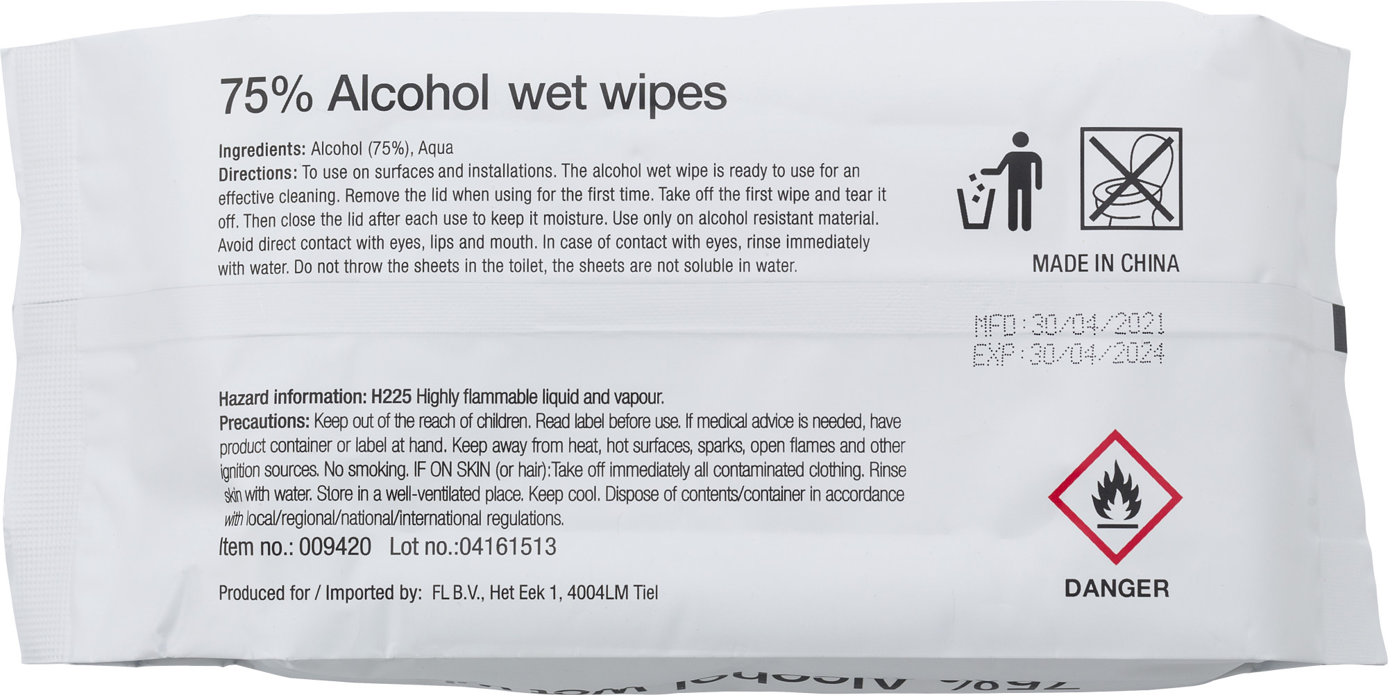 Picture of Wet tissues (75% alcohol)