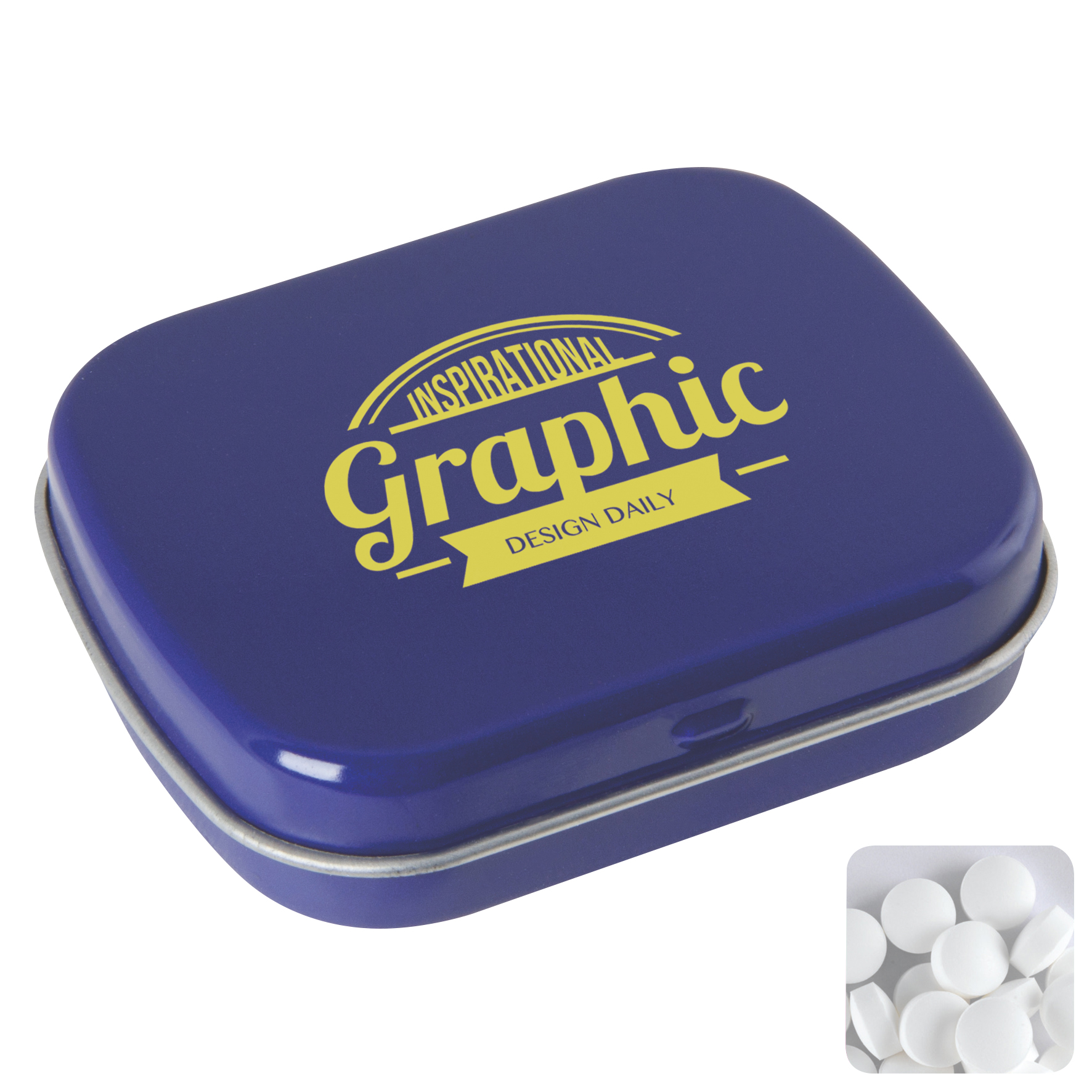 Picture of Flat hinged tin with dextrose mints