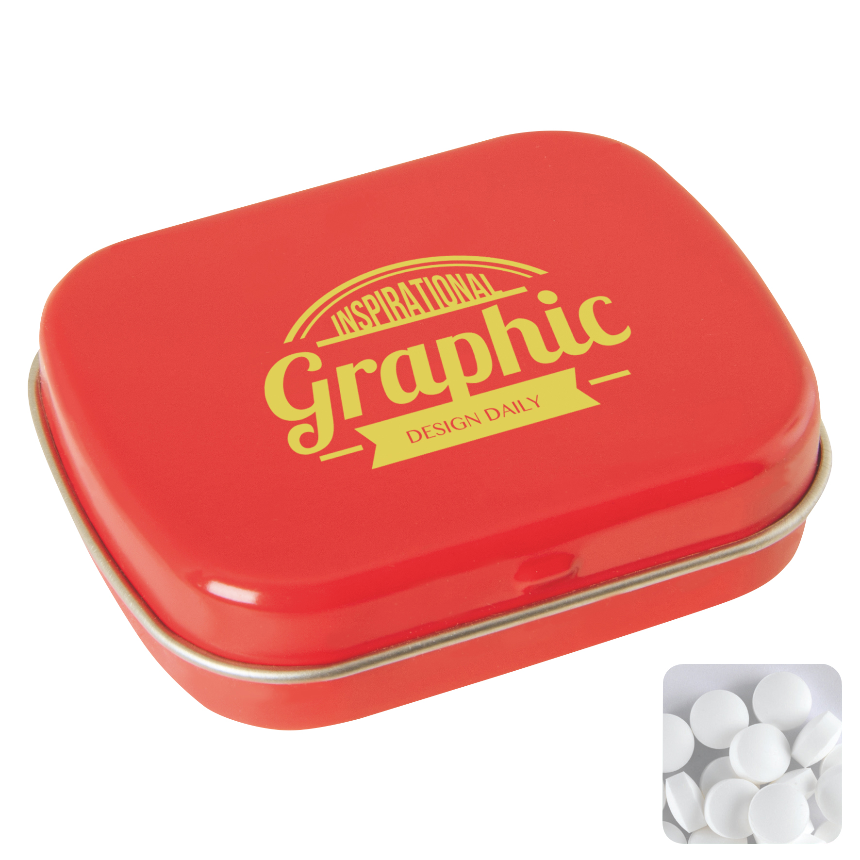 Picture of Flat hinged tin with dextrose mints