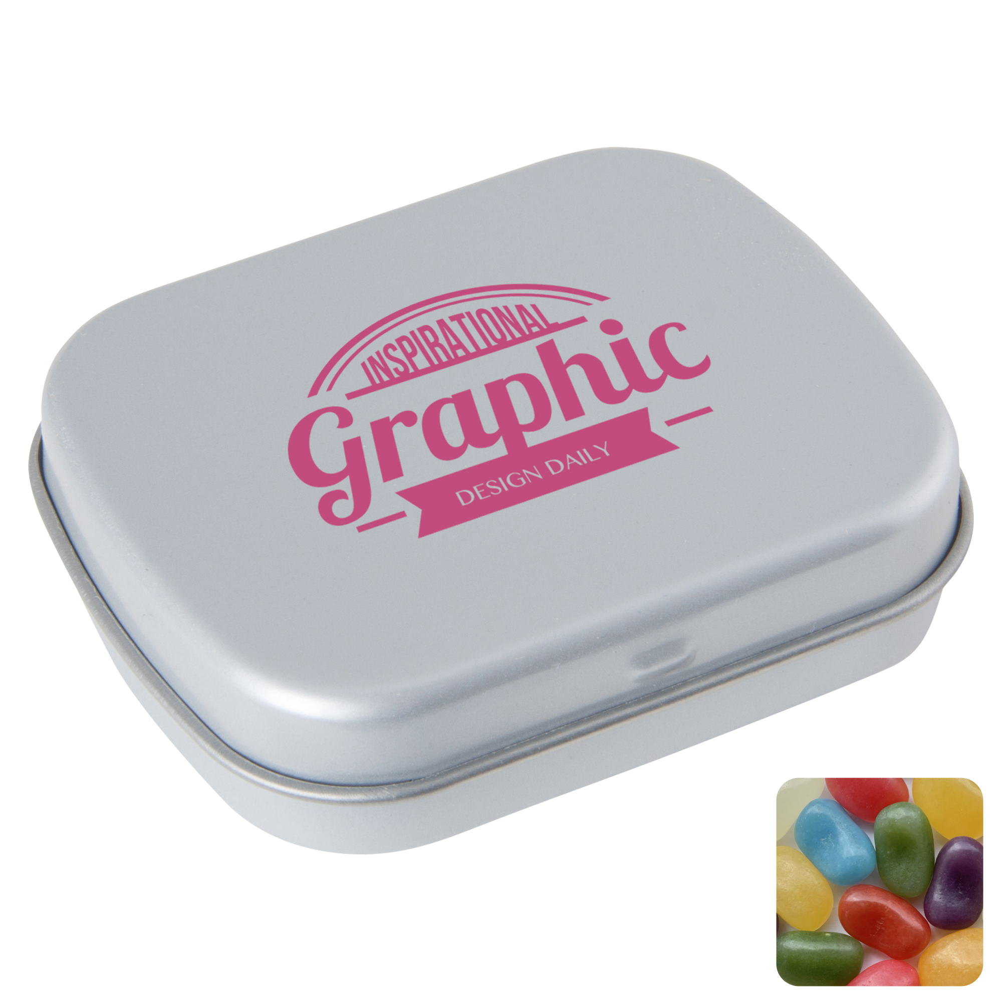 Picture of Flat hinged tin with jelly beans