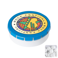 Round click plastic pot with sugar free mints CX0141_018 (Light blue)