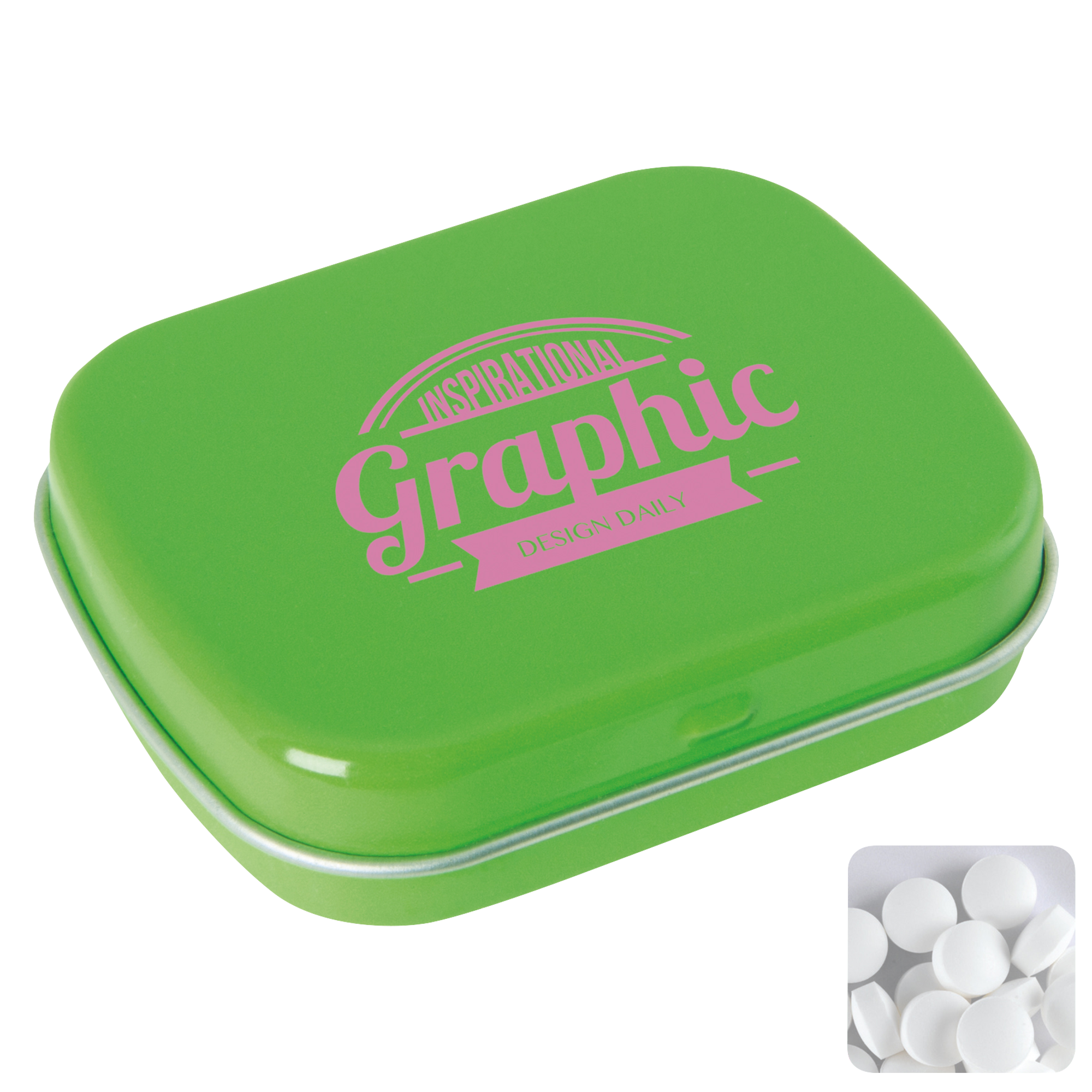 Picture of Flat hinged tin with dextrose mints