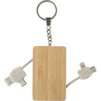 Bamboo keychain with charging cables 1015142_011 (Brown)