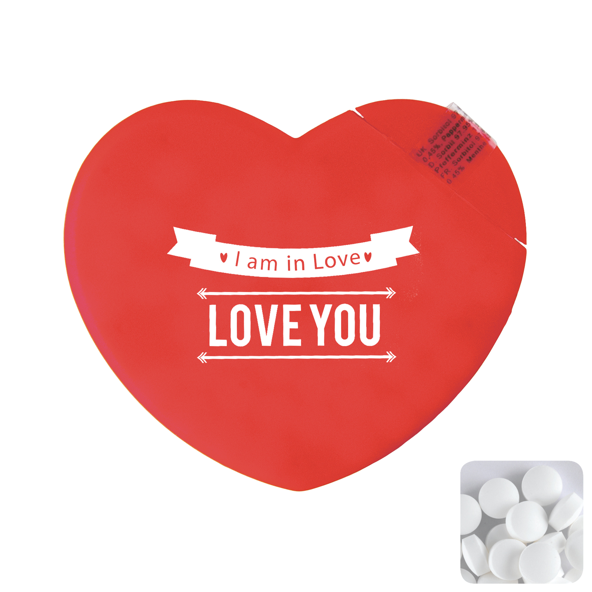 Picture of Heart mint card with sugar free mints