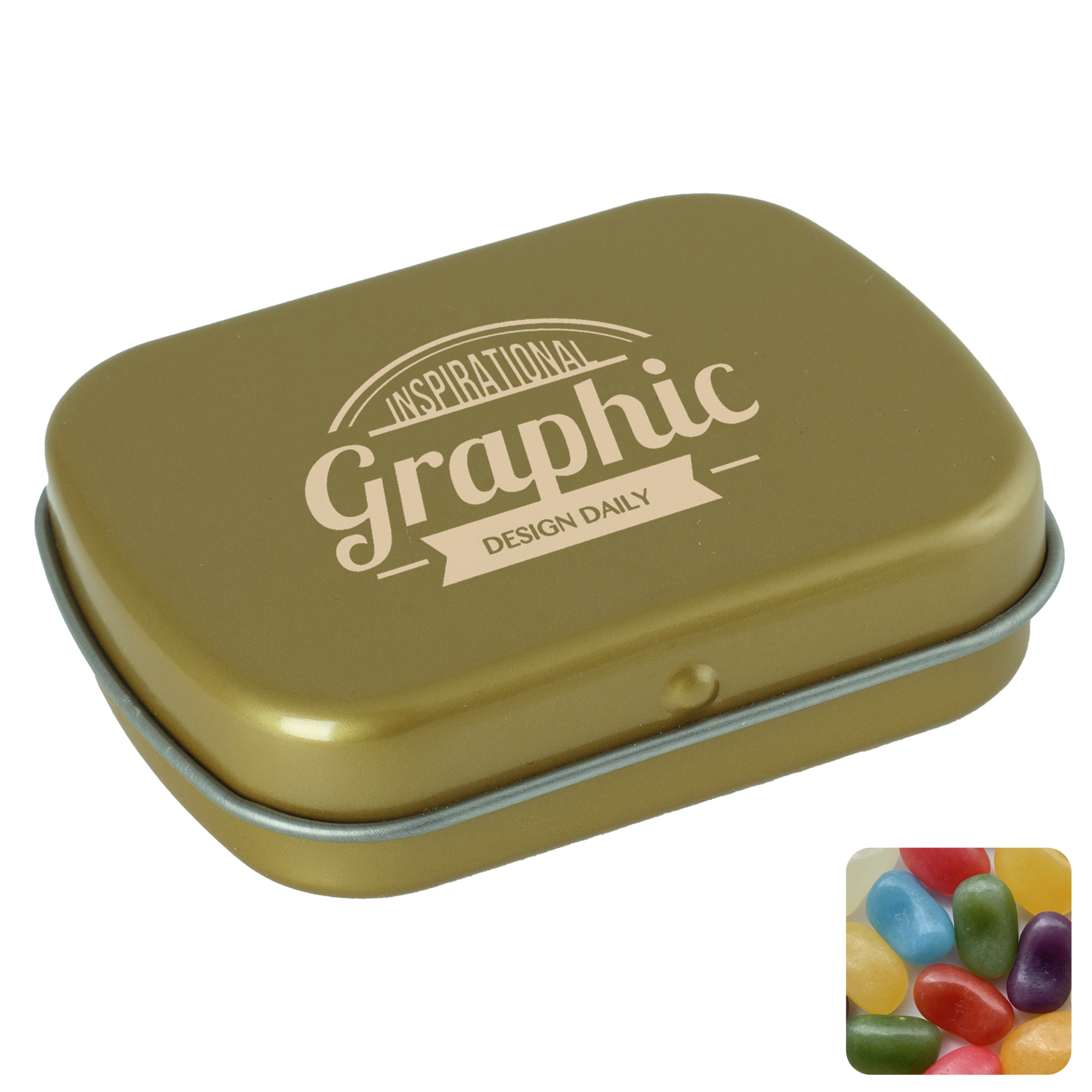 Picture of Flat hinged tin with jelly beans