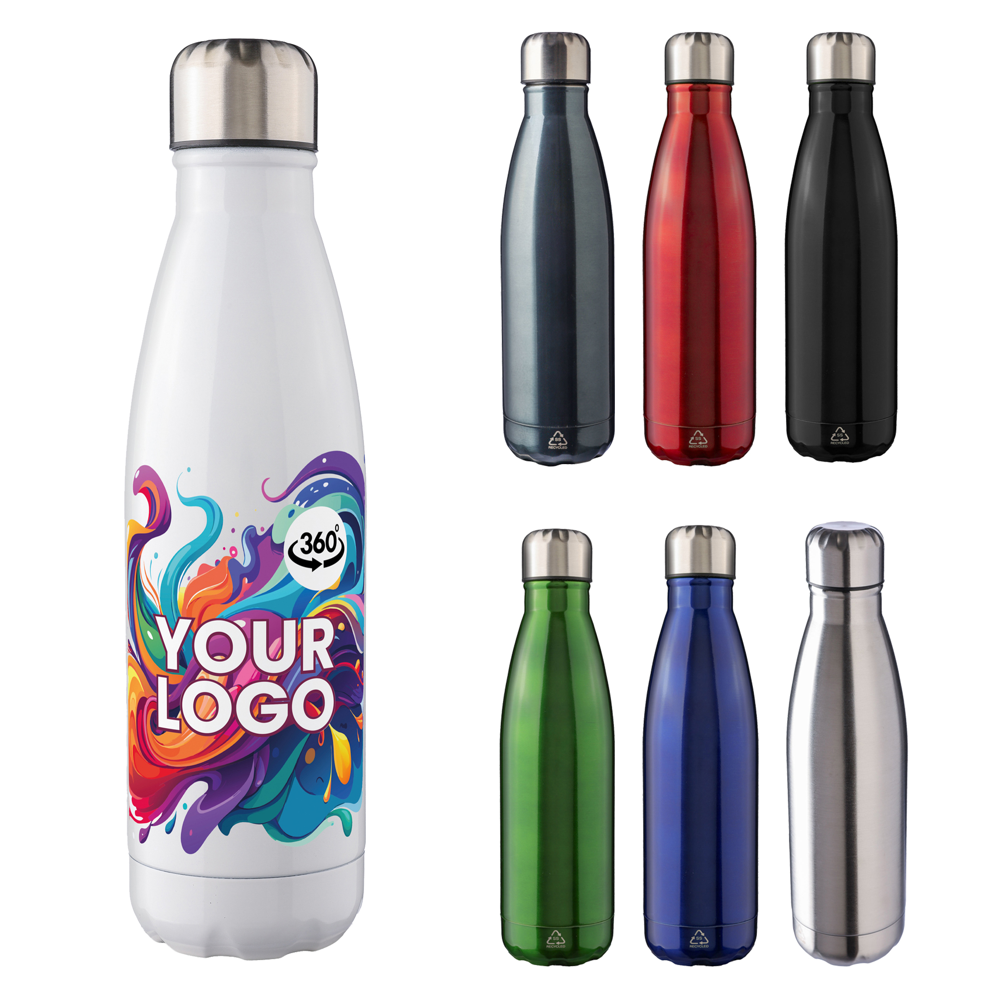 Picture of Recycled stainless steel single walled bottle (650ml)
