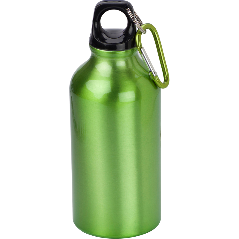 Aluminium single walled bottle with carabiner (400ml)  7552_029 (Light green)