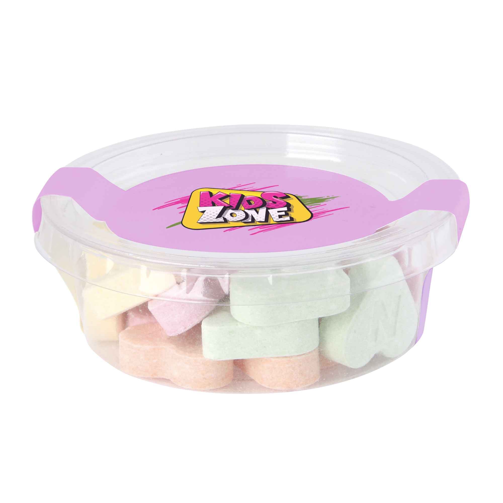 Picture of Small eco sweet tub with fruit heart sweets