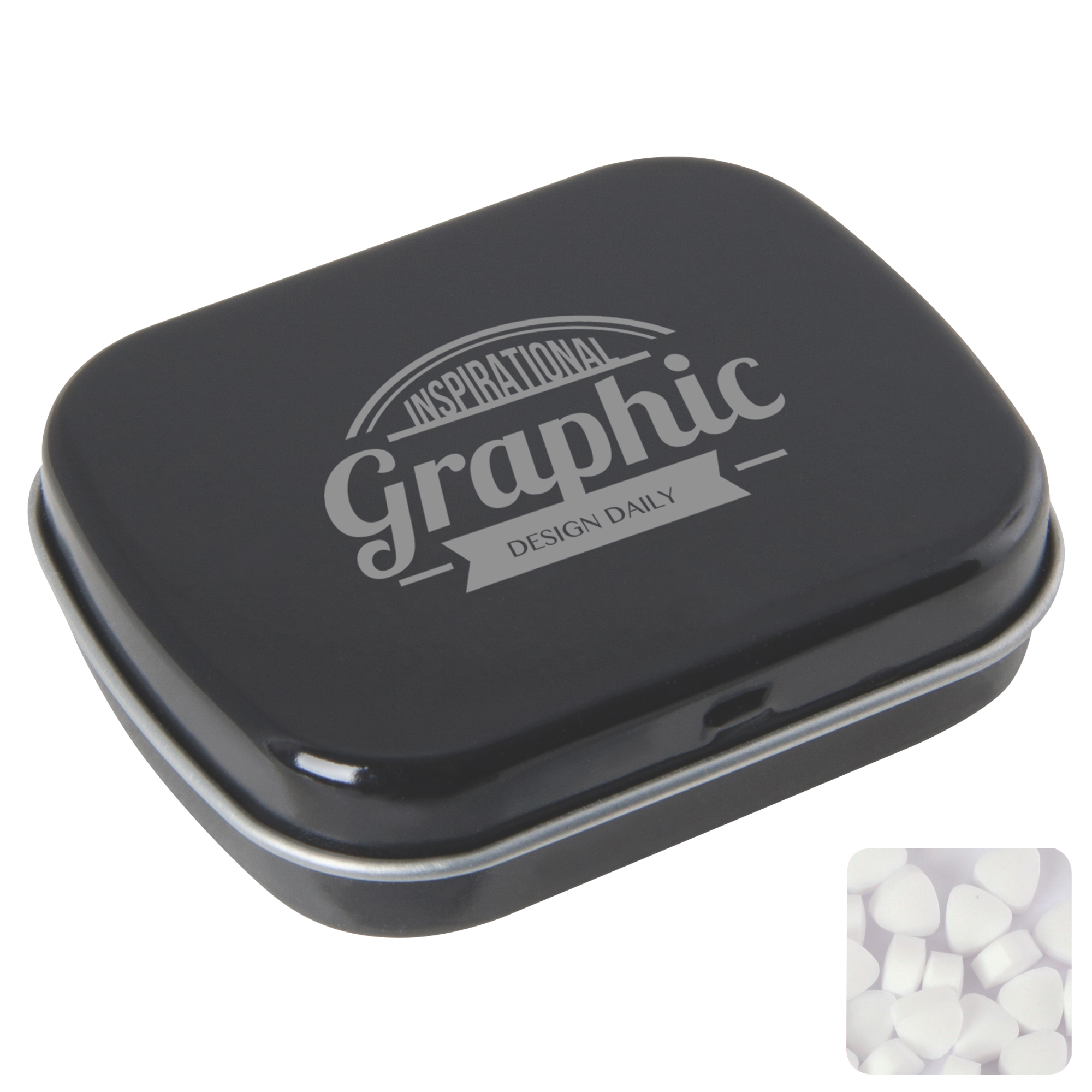 Picture of Flat hinged tin with sugar free mints
