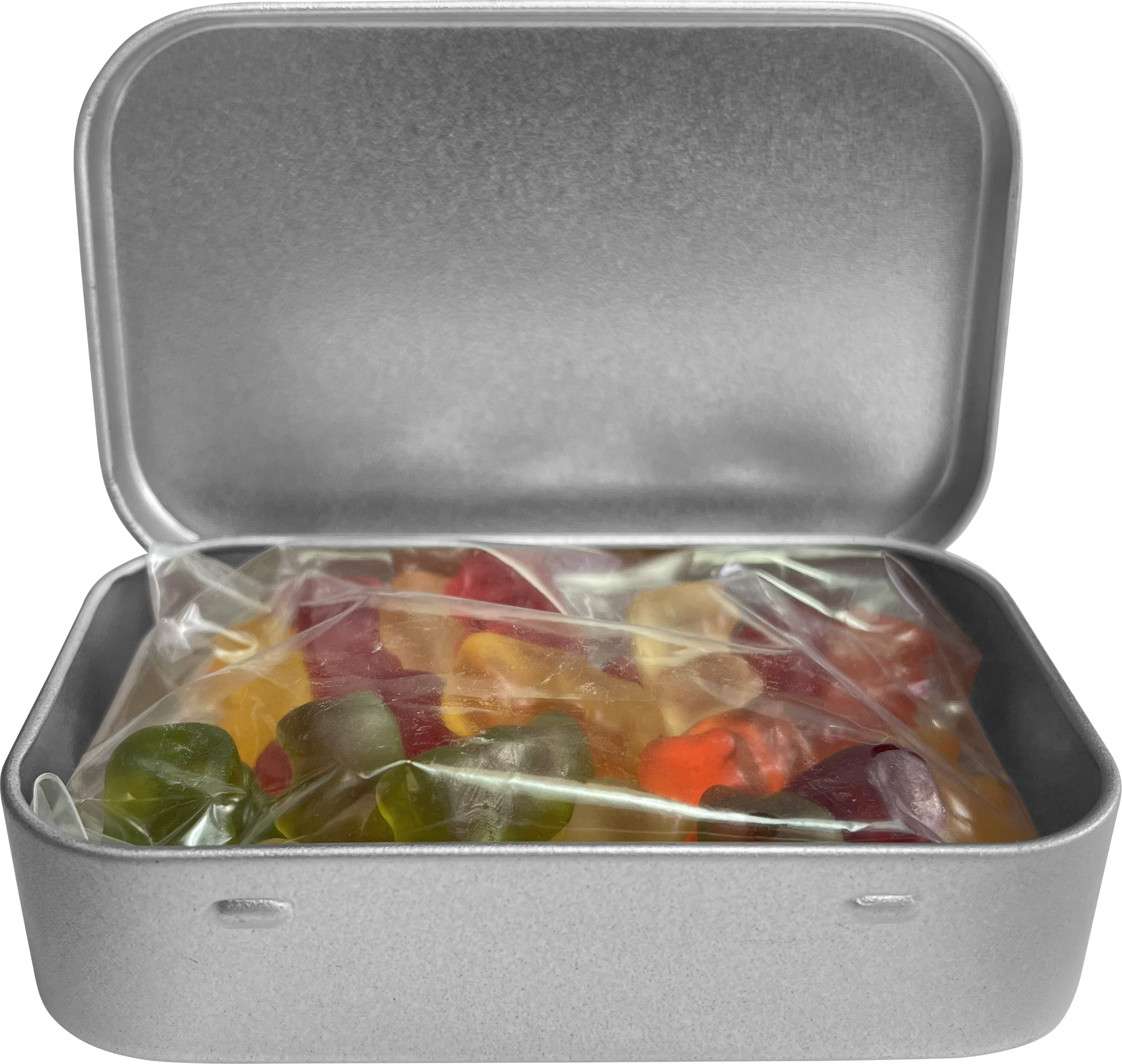 Picture of Large flat hinged tin with Haribo gold bears