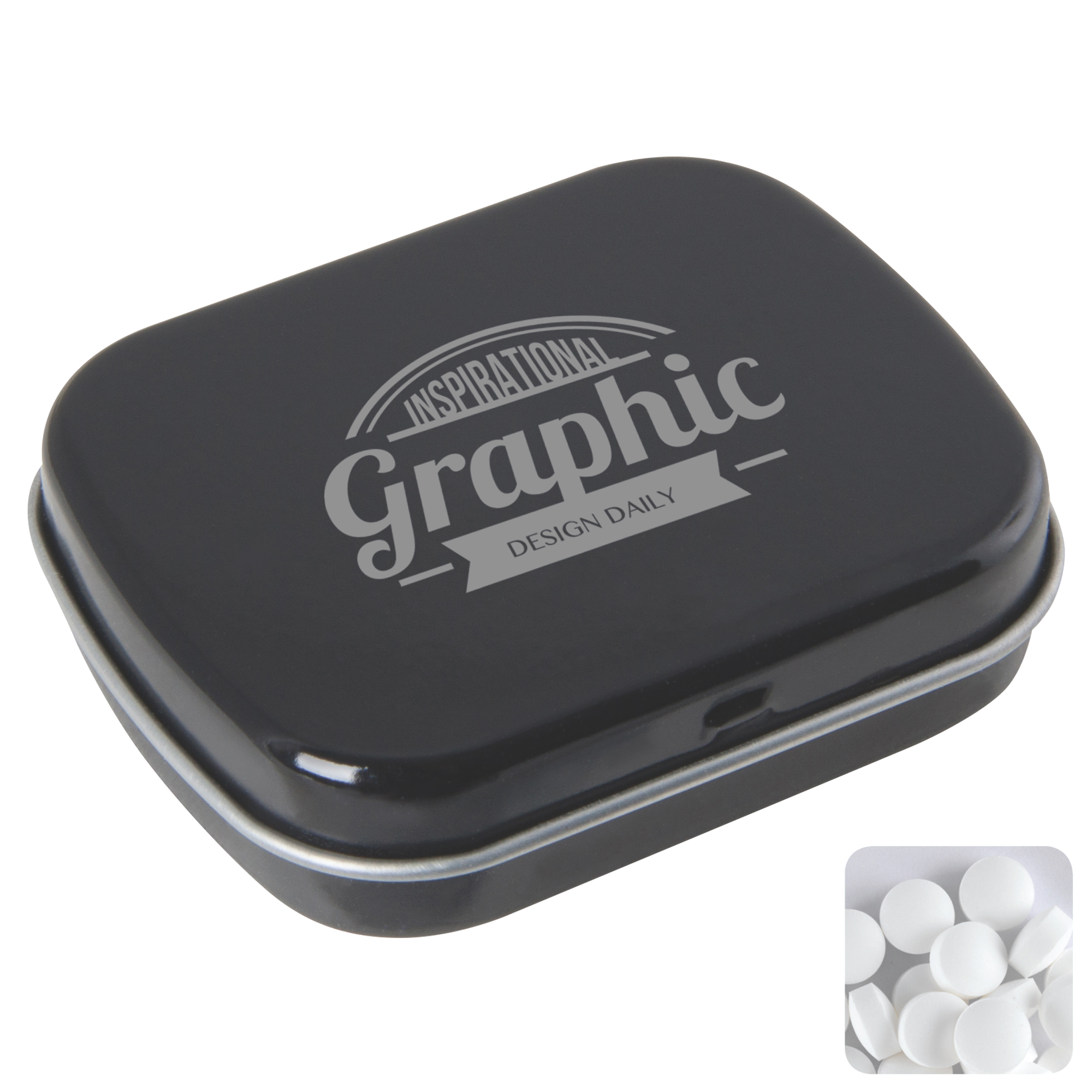 Picture of Flat hinged tin with dextrose mints